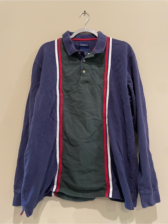 Chaps Other - Chaps 90s Striped Rugby Longsleeve Polo Men's L Navy Forest Green Red